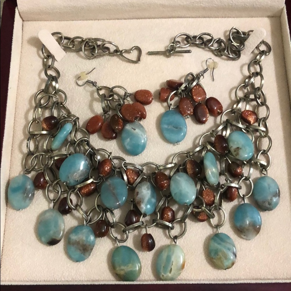 Goldstone Turquoise Necklace and Earrings
